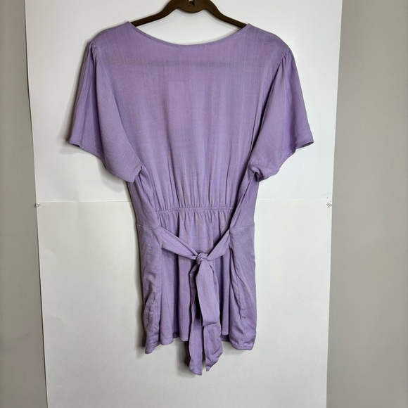 Heatherly Women’s 2X Purple Button-Down Top Tie Back Short Flutter Sleeves Mauve - Picture 7 of 11